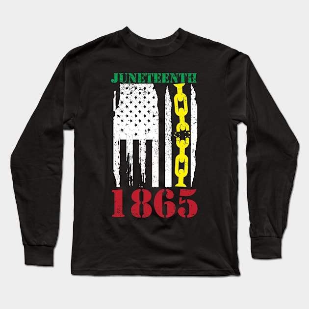 Juneteenth 1865 USA Flag Long Sleeve T-Shirt by thingsandthings